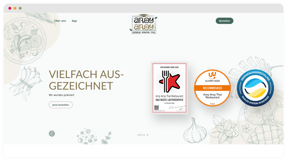Screenshot der von ORDERU betreuten Aroy-Aroy-Webseite