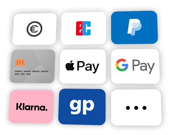 Onlinezahlung ganz einfach mit EC (Girocard), Paypal, Kreditkarte, Apple Pay, Google Pay, Klarna, Giropay und viele andere