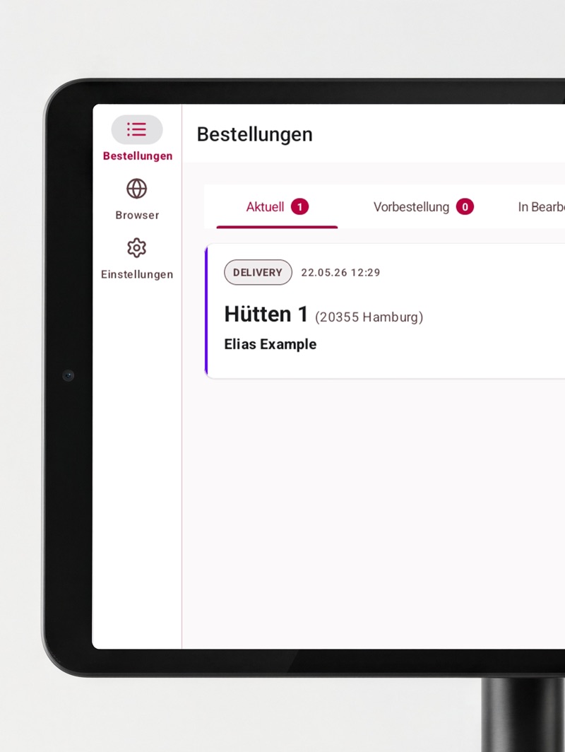 Bestellübersicht der ORDERU App in der Nahaufnahme